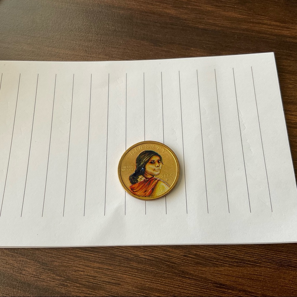 Sacagawea One Dollar coin colorized